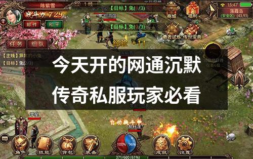 今天开的网通沉默传奇私服玩家必看